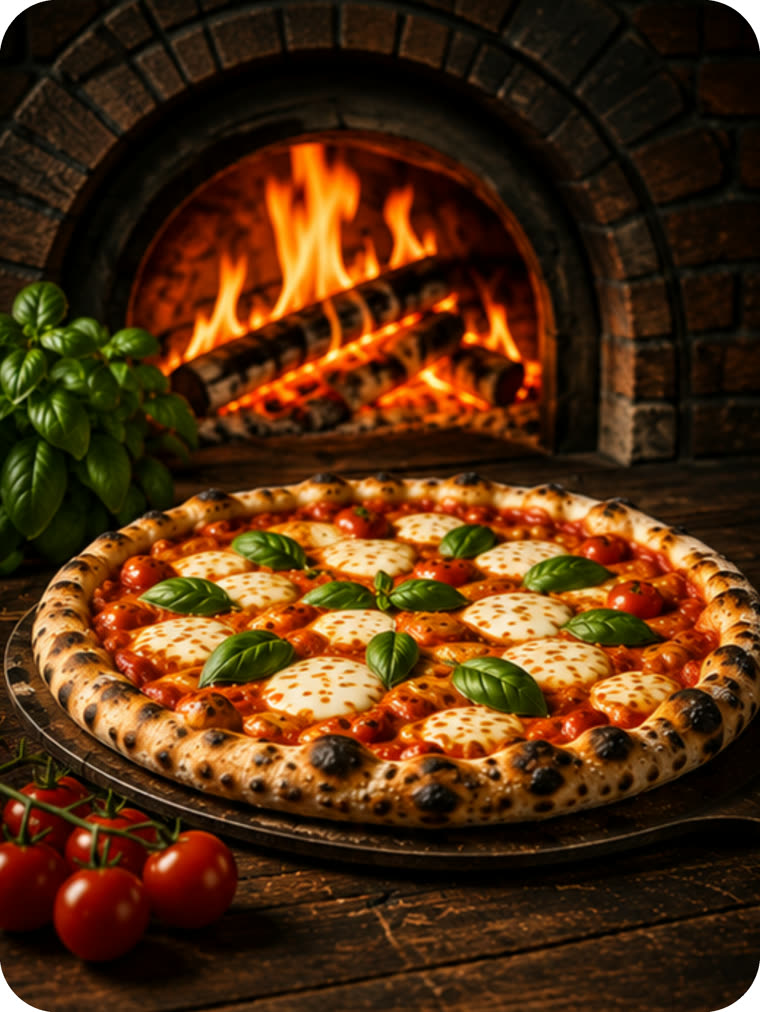 Holzofen-Pizza